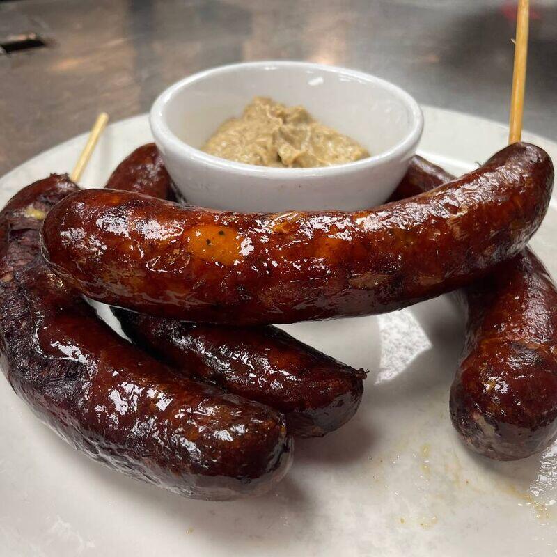 Jalapeno and Cheddar Cheese Sausages on a Stick